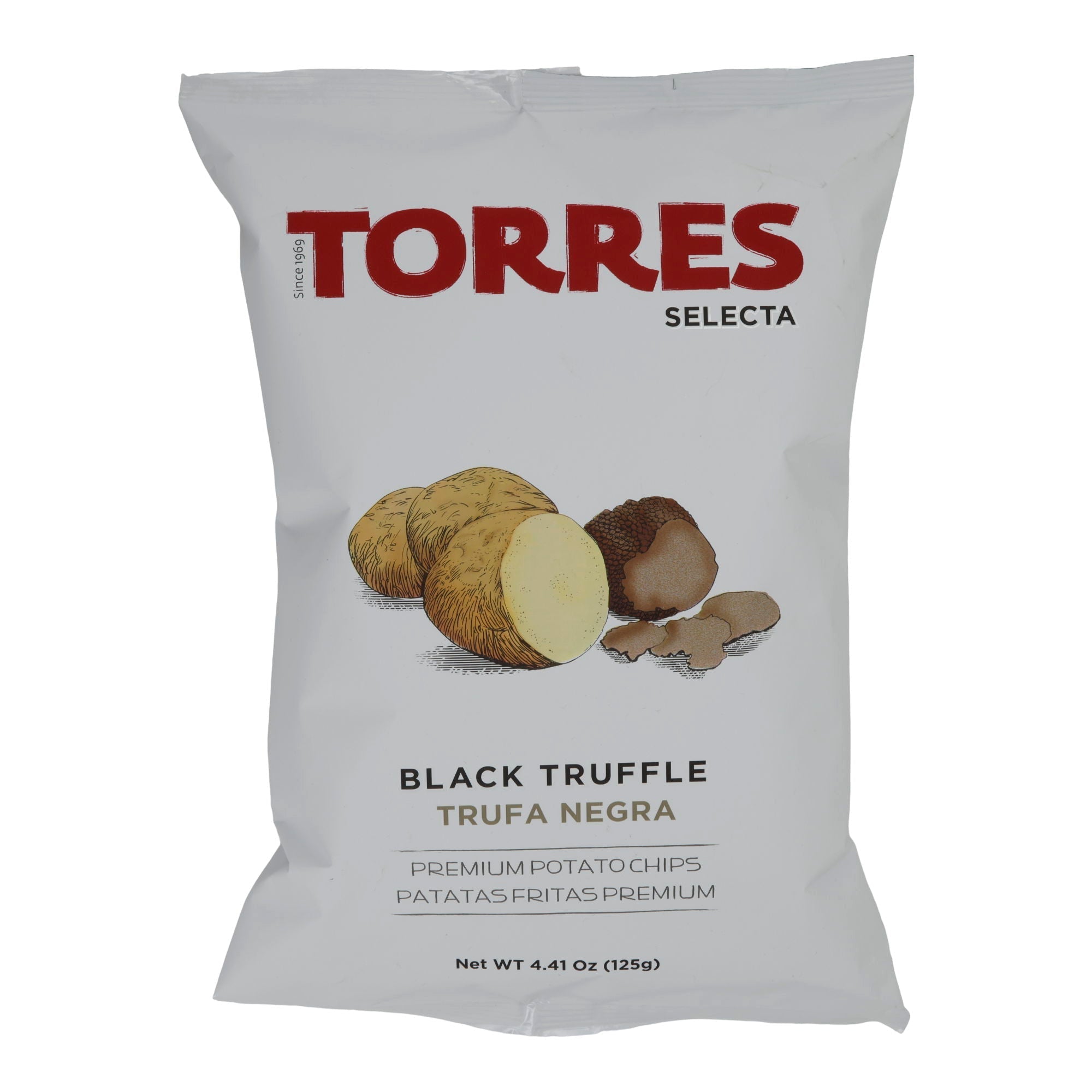 Premium Chips Torres | Black Truffle Chips | Gourmet Kartoffelchips mit schwarzem Trüffel | 125 g Silca